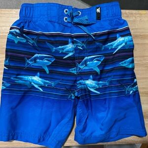 ZeroXposur Blue Shark Print Swim Trunks